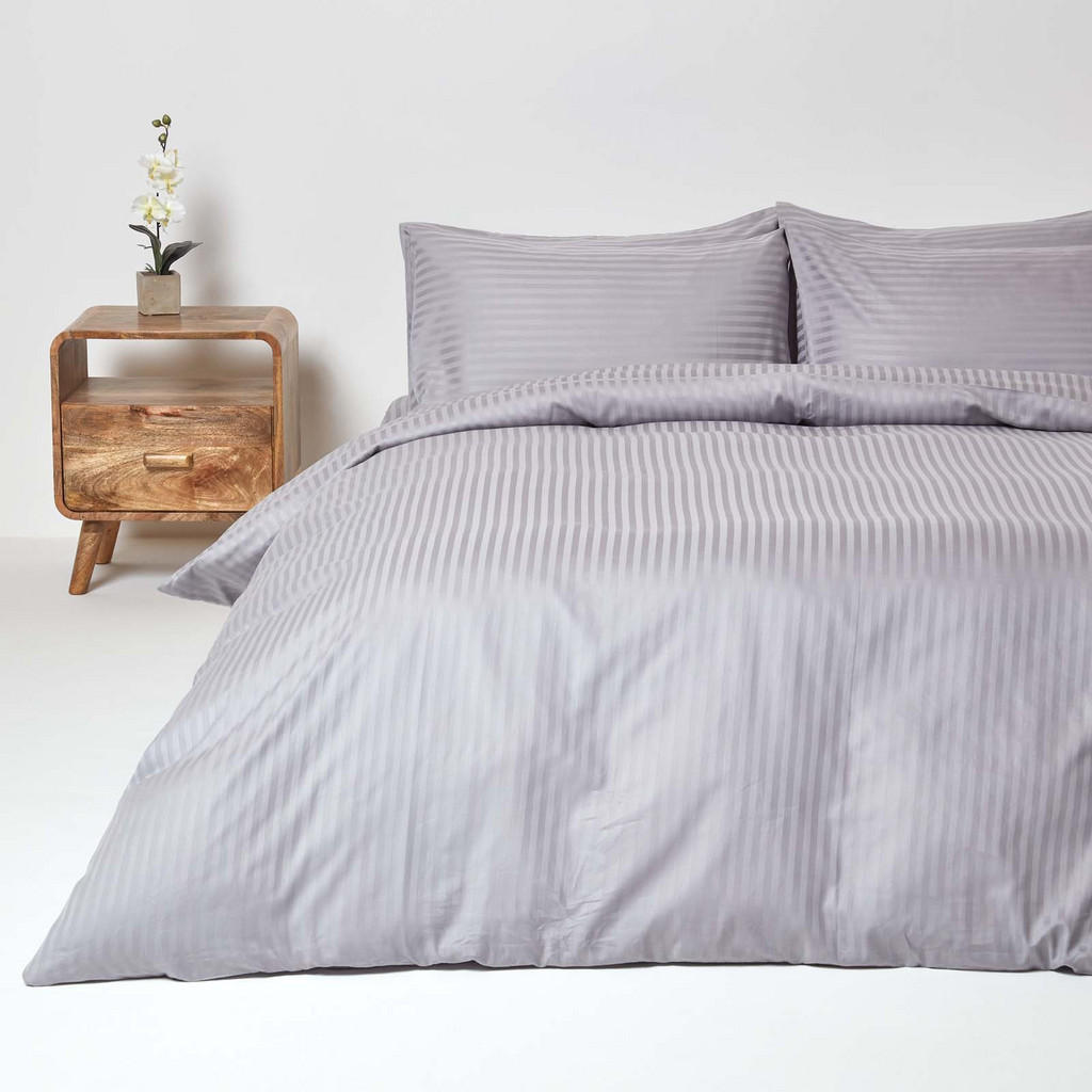 Homescapes Bettwäsche, Grau, Textil, Gestreift, Rechtec