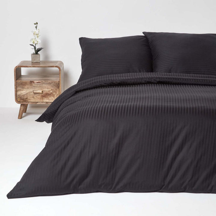 Homescapes Bettwäsche, Schwarz, Textil, Gestreift, Rech
