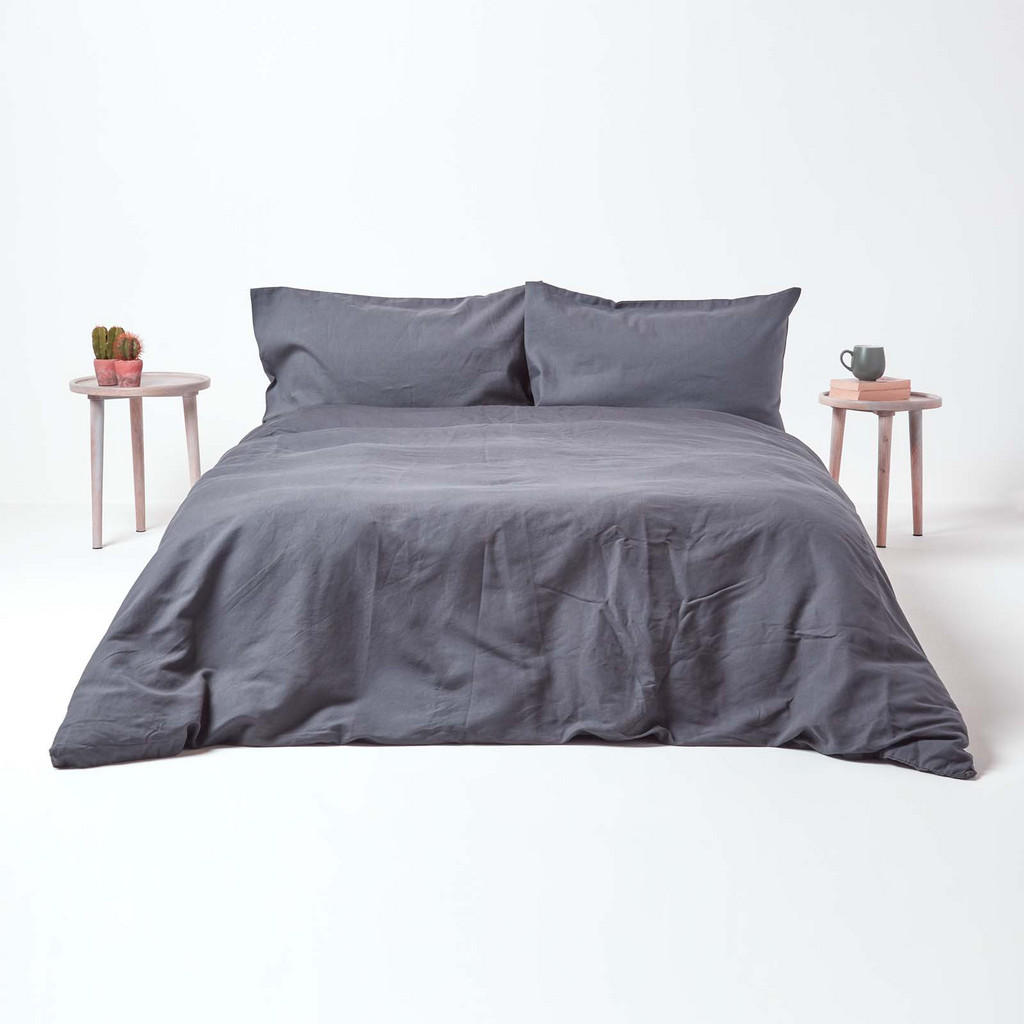 Homescapes Bettwäsche, Dunkelgrau, Textil, Rechteckig,