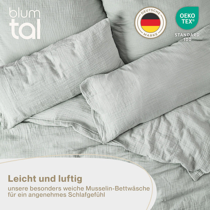 Blumtal Bettwäsche, Blau, Textil, 135x100 cm, Schlaftex