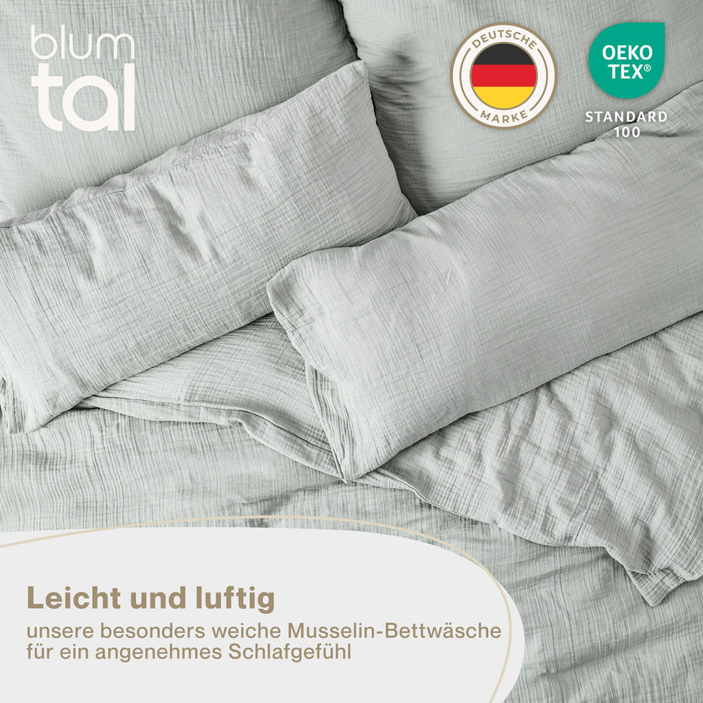 Blumtal Bettwäsche, Blau, Textil, 135x200 cm, Schlaftex