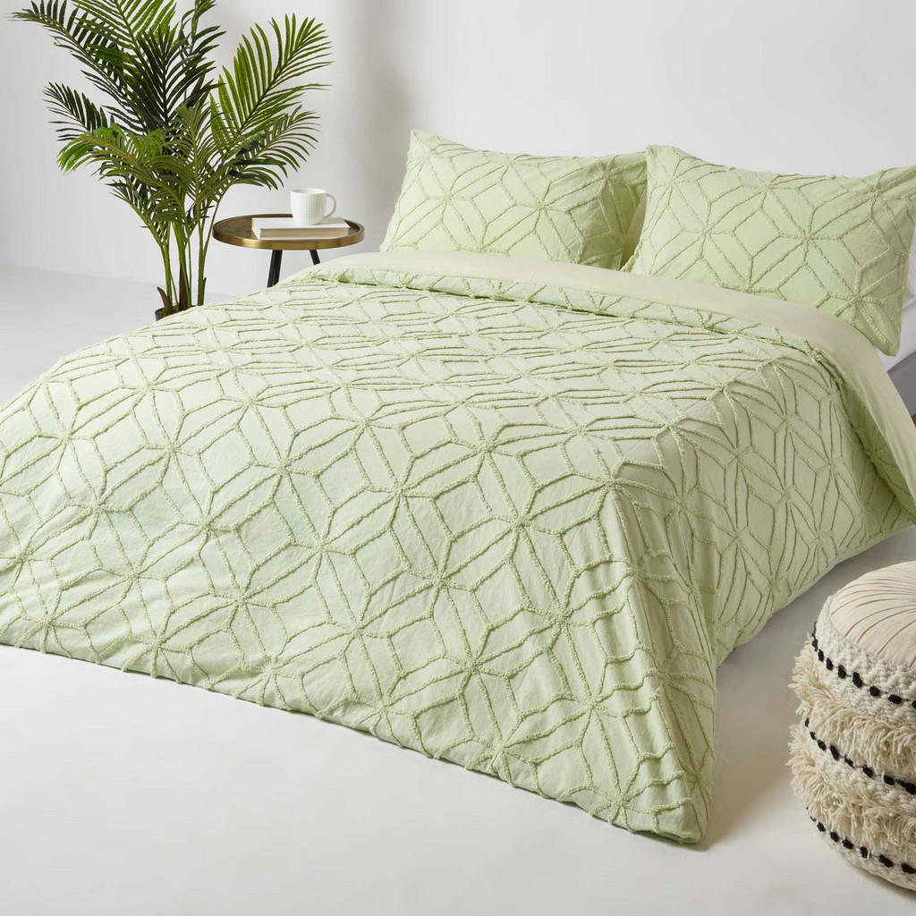 Homescapes Bettwäsche, Salbeigrün, Textil, Rauten, Rech