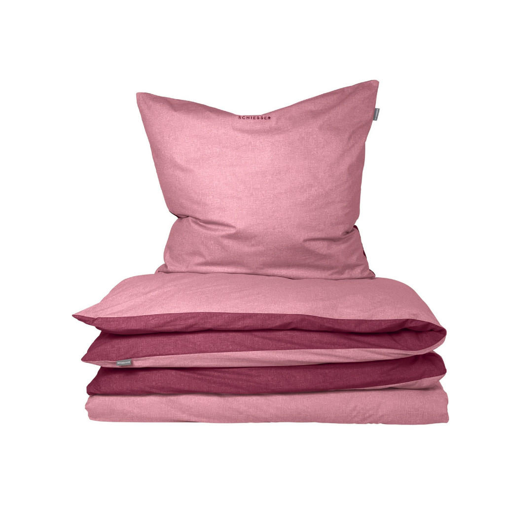 Schiesser Bettwäscheset, Rosa, Textil, 155x220 cm, Schl