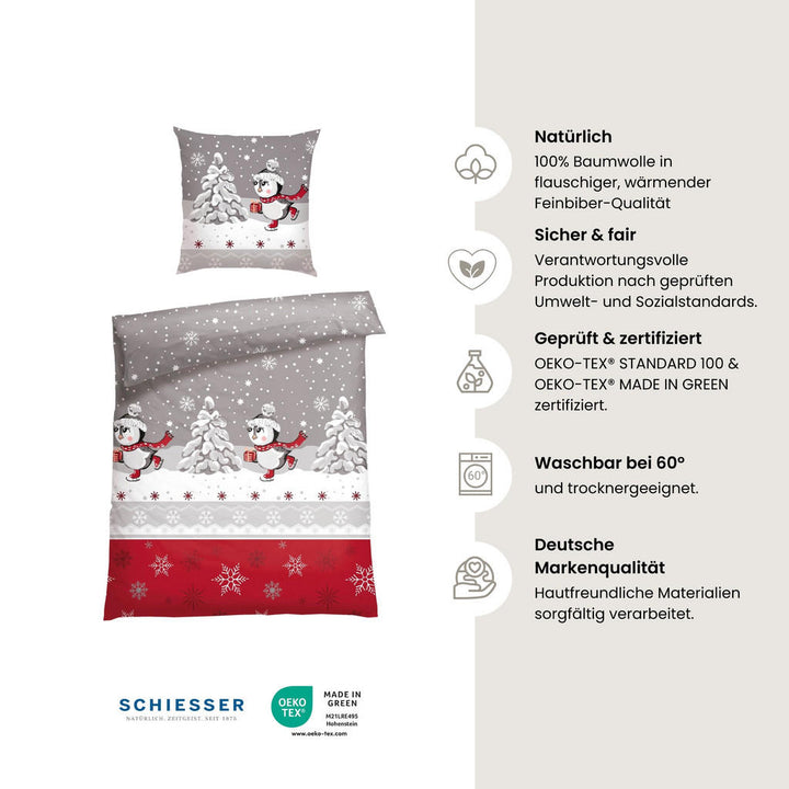 Schiesser Bettwäscheset, Grau, Textil, 135x200 cm, Schl