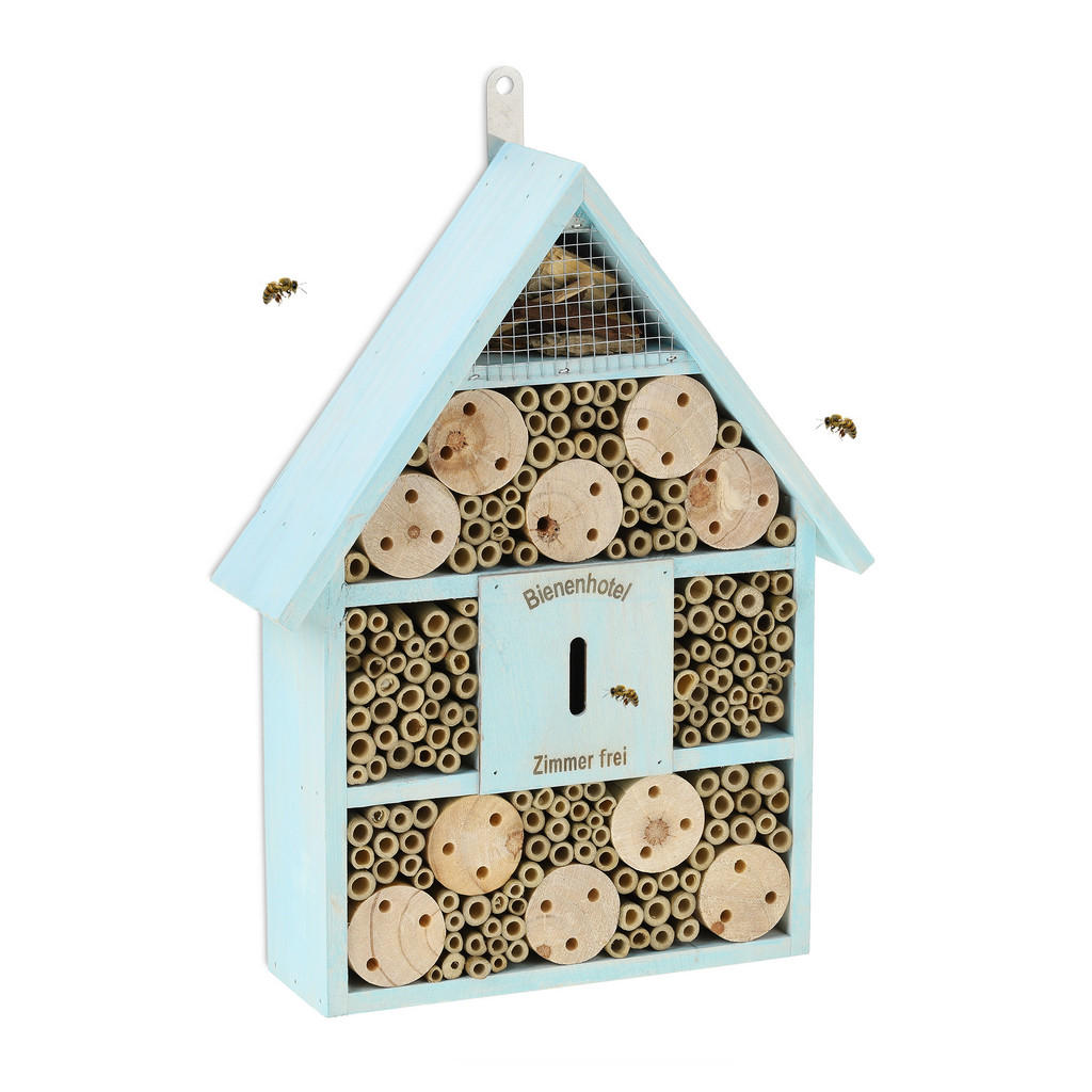 Relaxdays Bienenhotel, Mehrfarbig, Holz, 29x38x9 cm, Ga