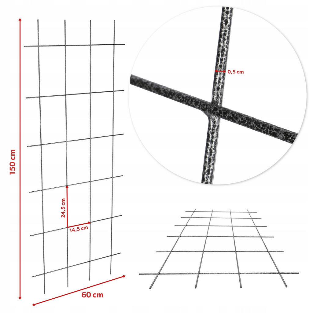 Kadax Blumengitter, Schwarz, Metall, 60x150 cm, Gartenz