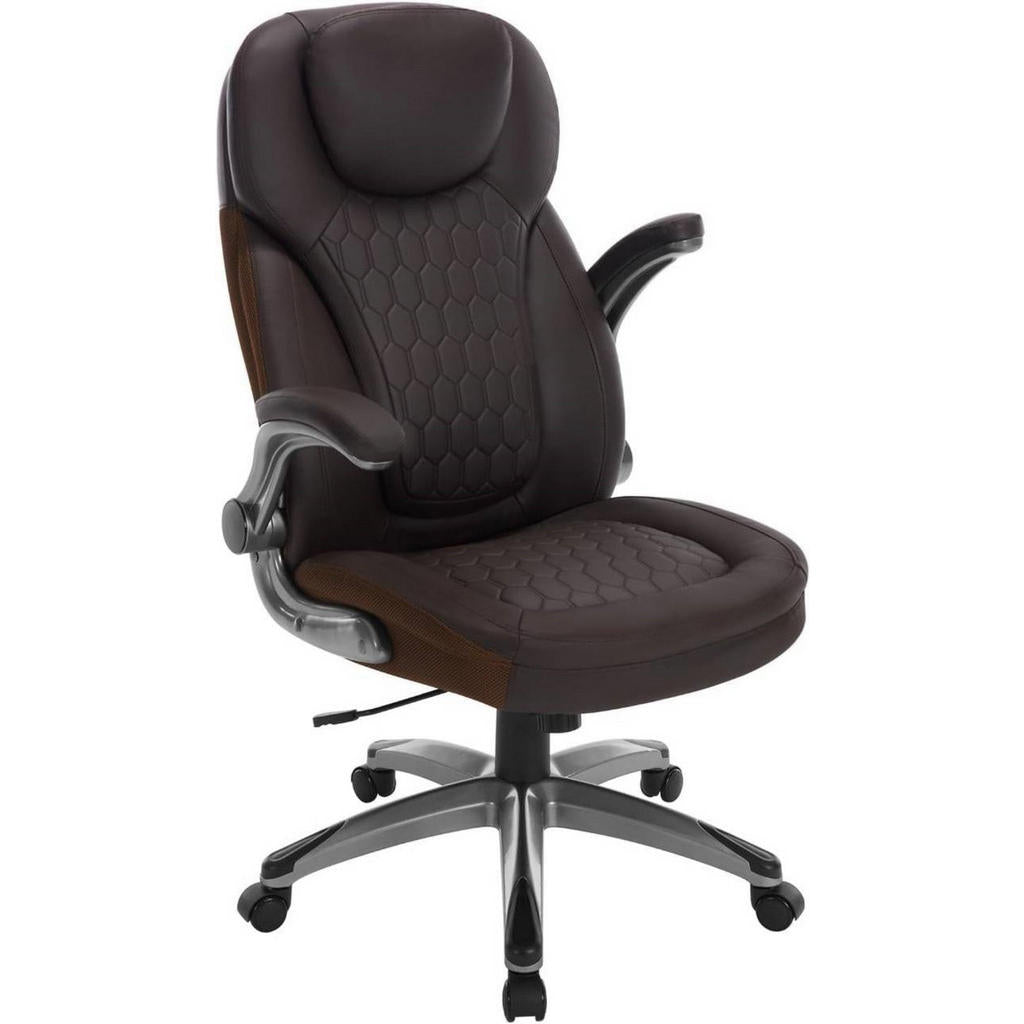 Woltu Chefsessel, Braun, Kunststoff, Drehkreuz, 72x114.