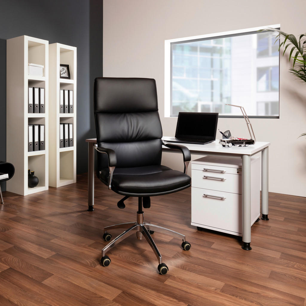 Mid.you Chefsessel, Schwarz, Silber, Metall, Textil, Dr