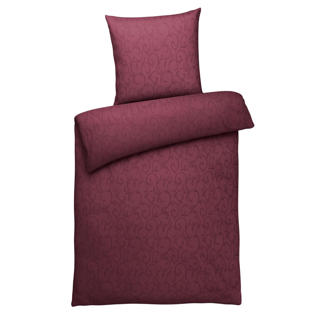 Carpe Sonno Damast-Bettwäsche, Bordeaux, Textil, Uni, F