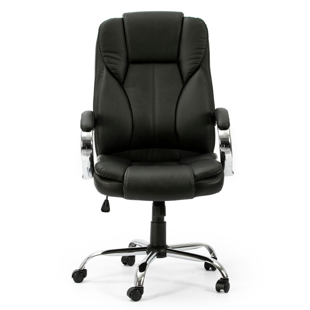 VS Venta-stock Drehstuhl, Schwarz, Fell, 77x114x65 cm,