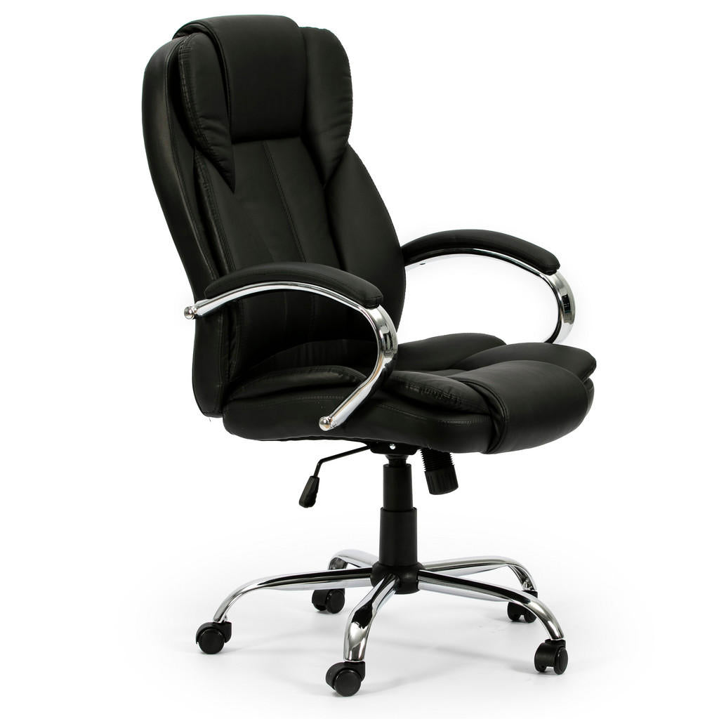 VS Venta-stock Drehstuhl, Schwarz, Fell, 77x114x65 cm,