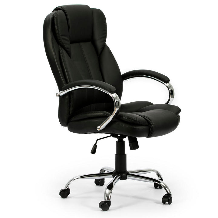 VS Venta-stock Drehstuhl, Schwarz, Fell, 77x114x65 cm,