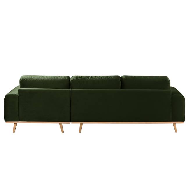 Ecksofa Lauris Grün/Antikgrün Webstoff 286 x 81 x 152cm Longchair davorstehend rechts Skandi