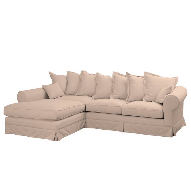 Ecksofa Webstoff Pink/Rosa Webstoff 291 x 98 x 196cm Longchair davorstehend links Landhaus
