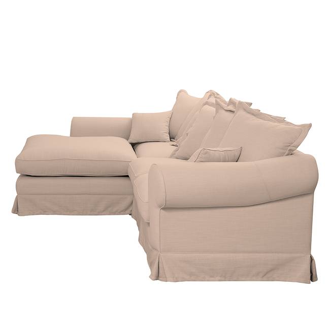 Ecksofa Webstoff Pink/Rosa Webstoff 291 x 98 x 196cm Longchair davorstehend links Landhaus