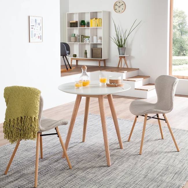 Esstisch rund Ø 80cm Weiß/Weiß