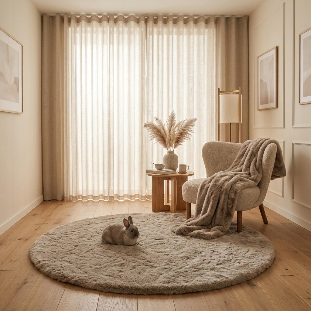Consilio Concept Fellteppich, Taupe, Textil, Uni, Rund,