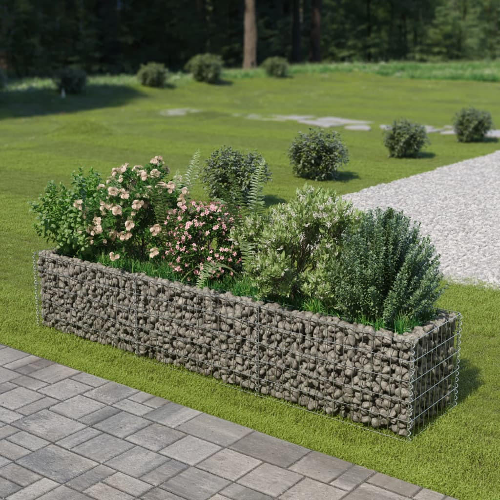 Deluke Gabionen, Silber, Metall, 270x50x50 cm, Gartenzu