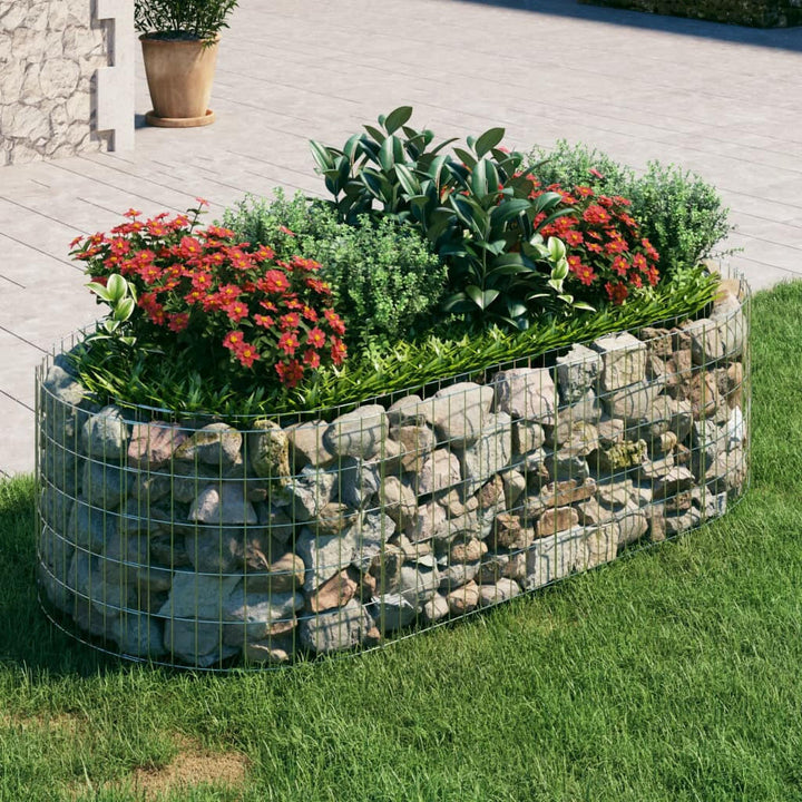 vidaXL Gabionen-Hochbeet, Silber, Metall, Oval, 200x50x