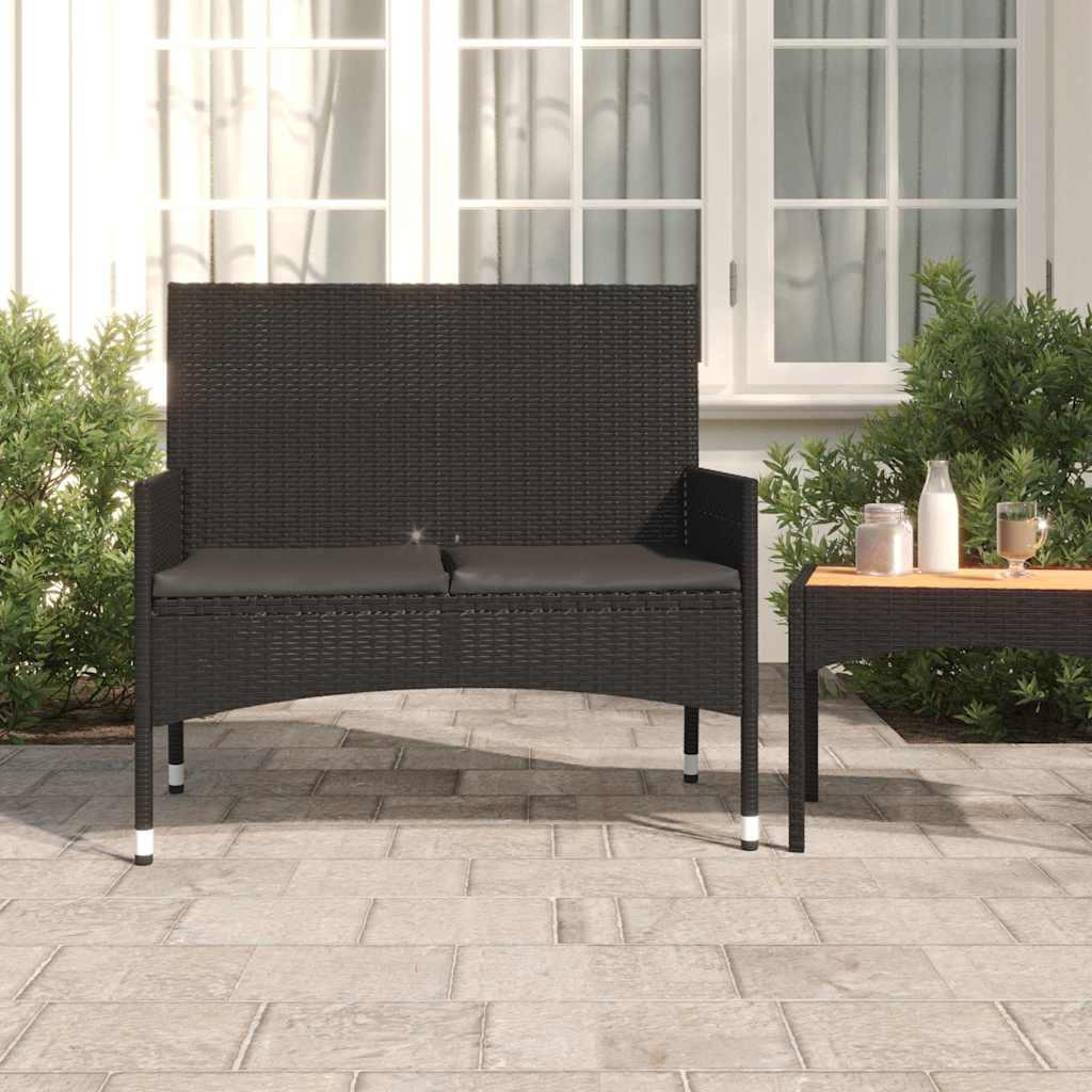furnicato Gartenbank, Schwarz, Kunststoff, Rechteckig,
