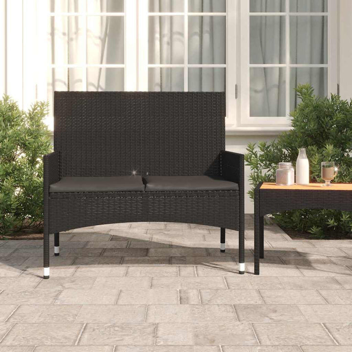 furnicato Gartenbank, Schwarz, Kunststoff, Rechteckig,