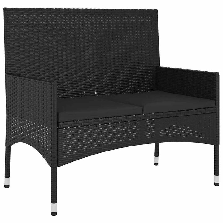 furnicato Gartenbank, Schwarz, Kunststoff, Rechteckig,