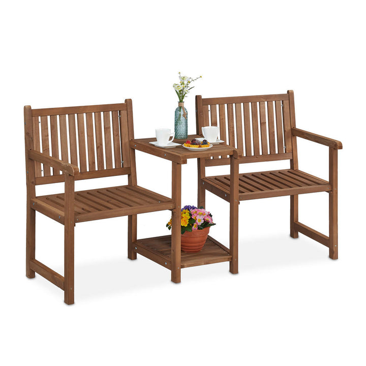 Relaxdays Gartenbank, Braun, Holz, 161x86x61 cm, Garten