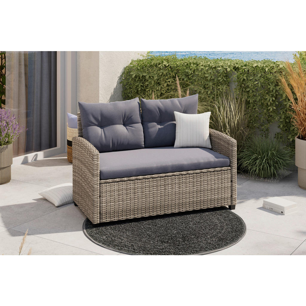 Ambia Garden Gartenbank, Grau, Dunkelgrau, Metall, Kuns