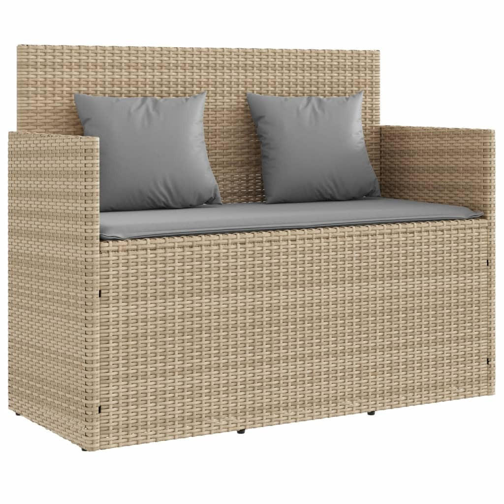 furnicato Gartenbank, Beige, Grau, Kunststoff, Rechteck