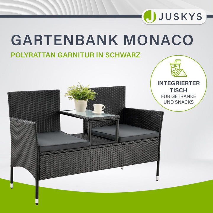 Juskys Gartenbank, Schwarz, Kunststoff, 133x84x63 cm, G