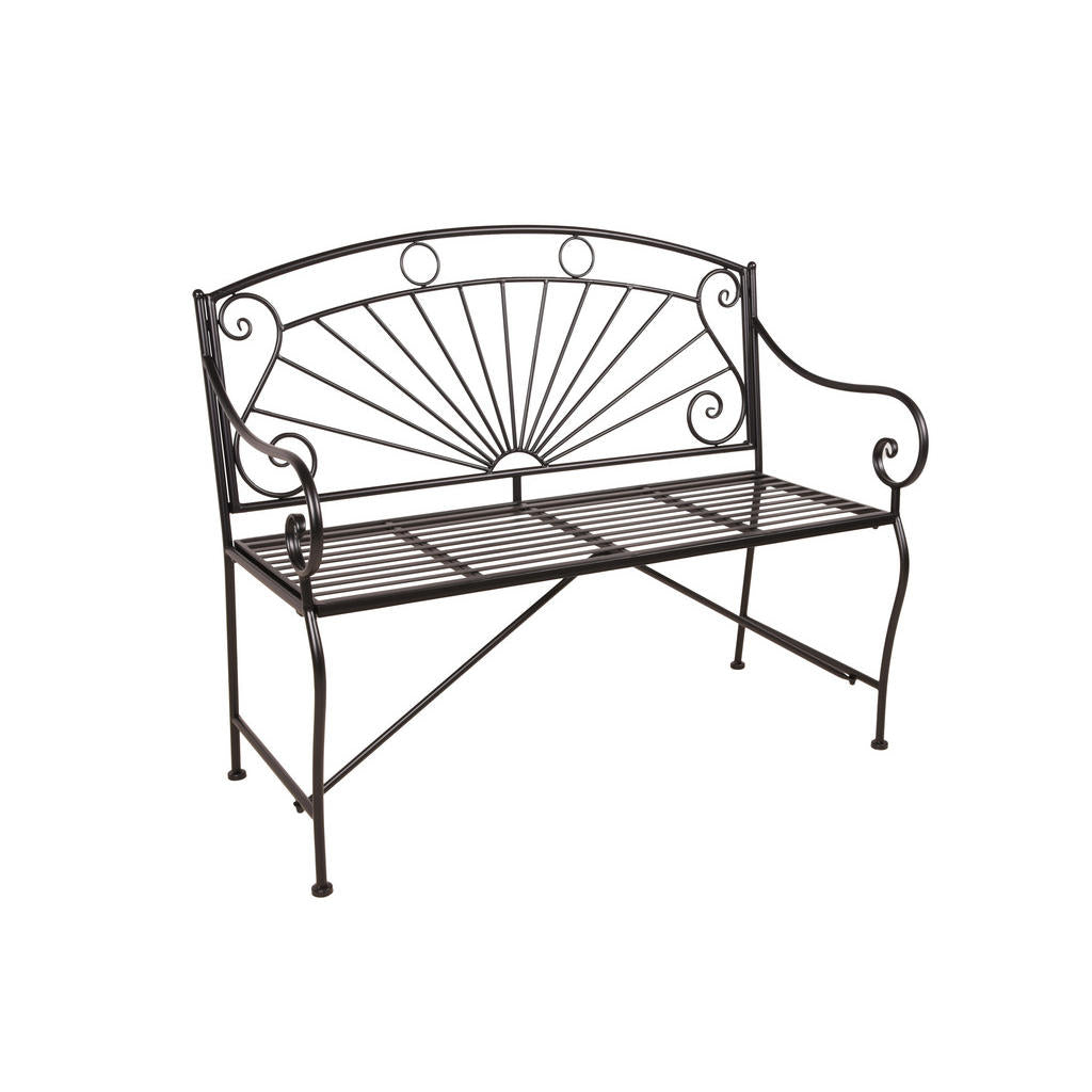 Gardenson Gartenbank, Schwarz, Metall, 2-Sitzer, 111x96