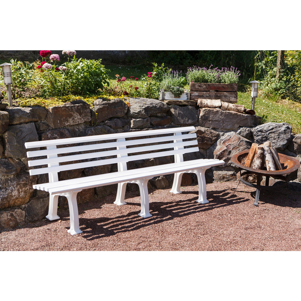 Modante Gartenbank, Weiß, Kunststoff, 4-Sitzer, 200x74x
