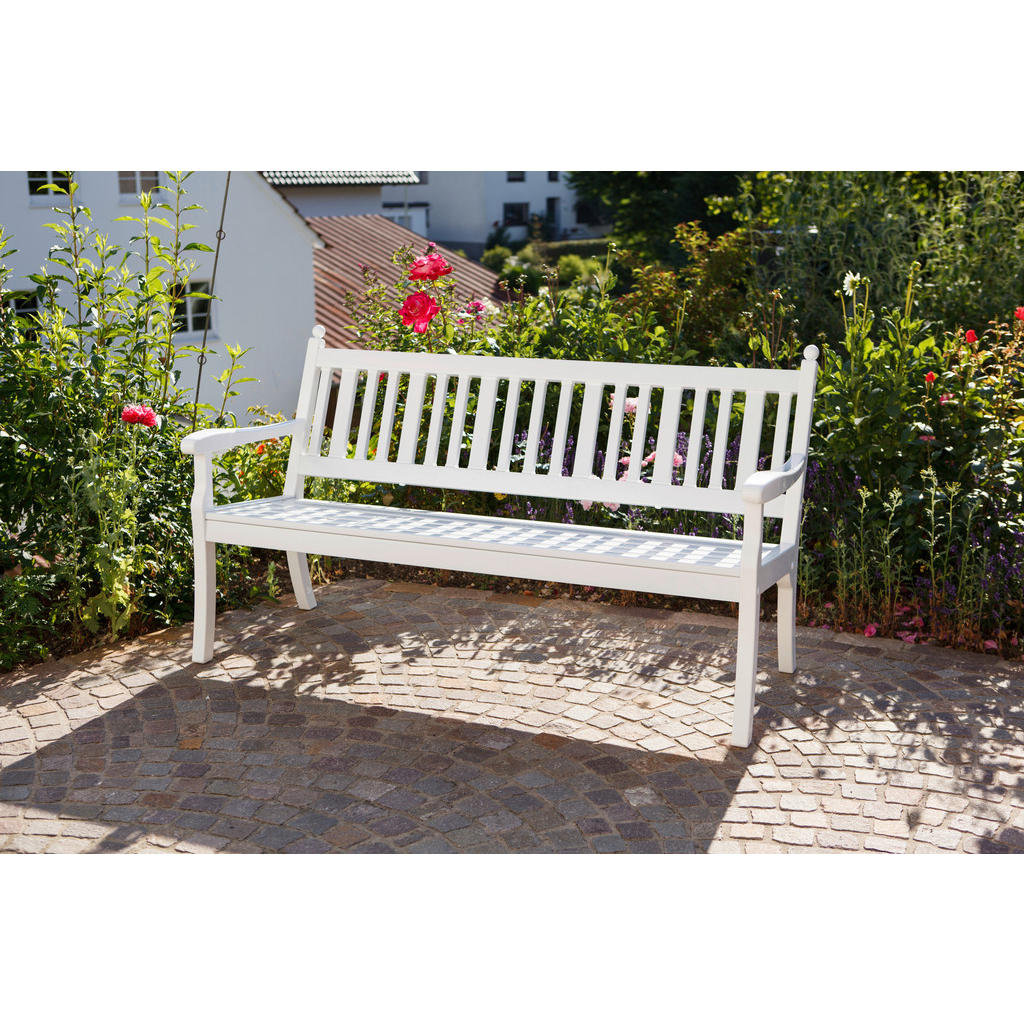 Modante Gartenbank, Weiß, Kunststoff, 3-Sitzer, 160x88x