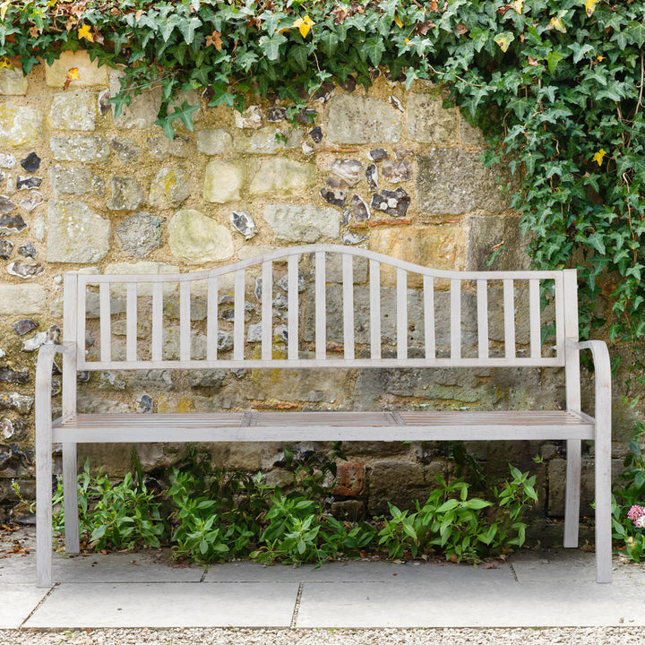 Relaxdays Gartenbank, Weiß, Metall, 150x89x58.5 cm, Gar