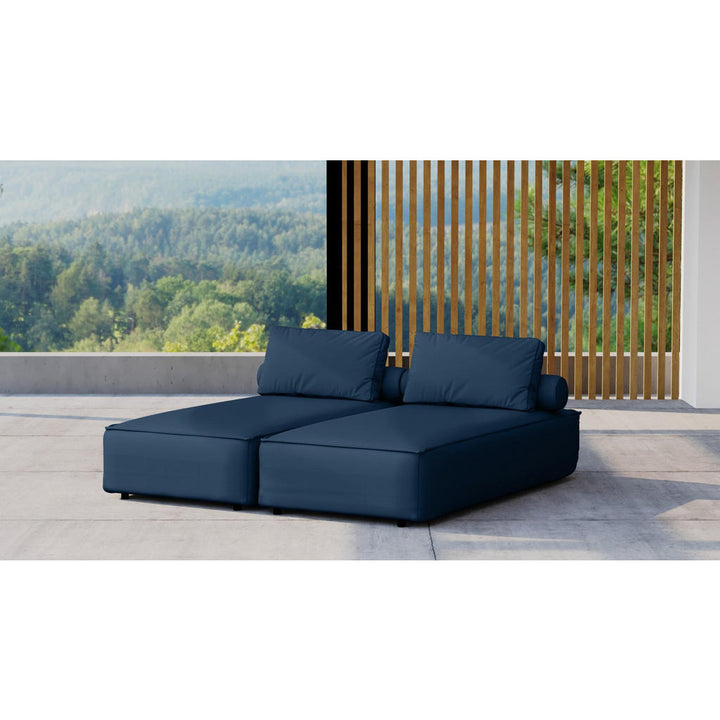 Kaiser Möbel Gartenchaiselongue, Blau, Holz, 180x73x194