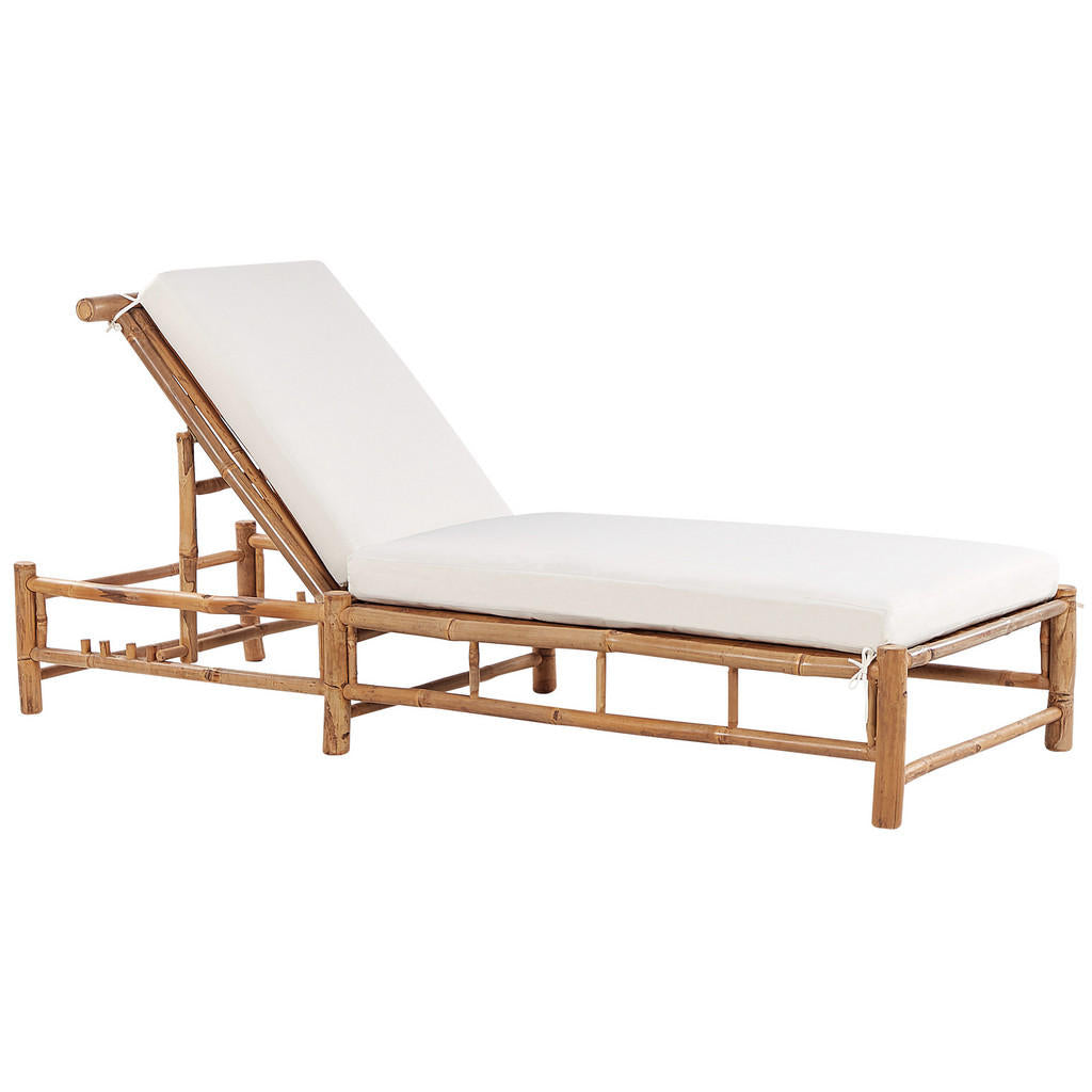 Beliani Gartenliege, Hellbraun, Creme, Holz, 74x72x199