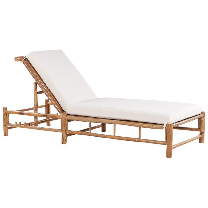 Beliani Gartenliege, Hellbraun, Creme, Holz, 74x72x199