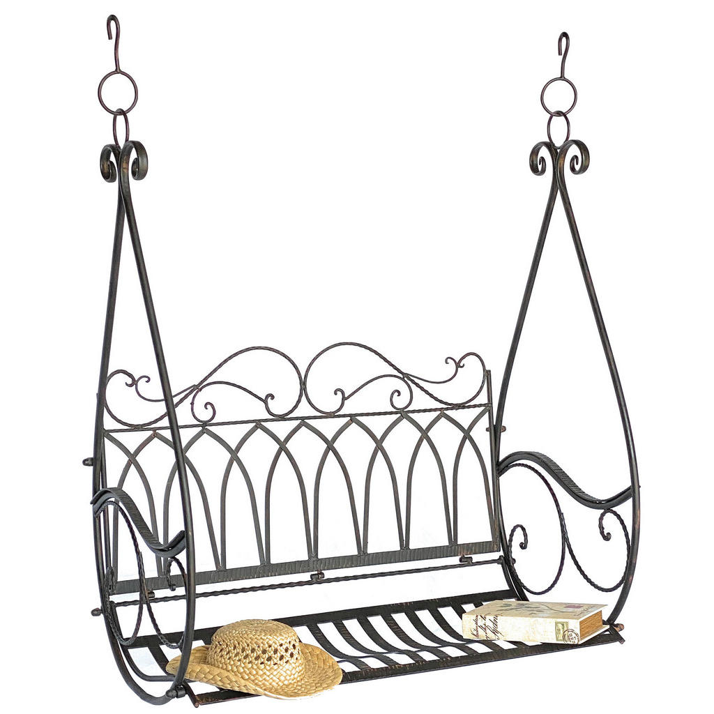 Hängebank, Braun, Metall, 105x60x55 cm, Gartenmöbel, Ga