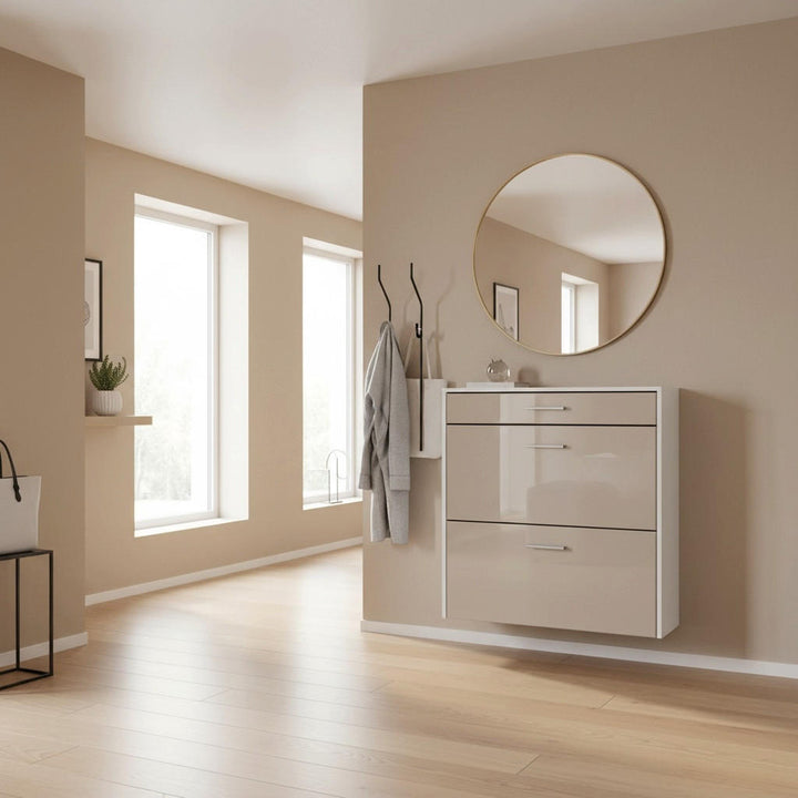 InnoFurn Hängender-Schuhschrank, Beige, Holzwerkstoff,