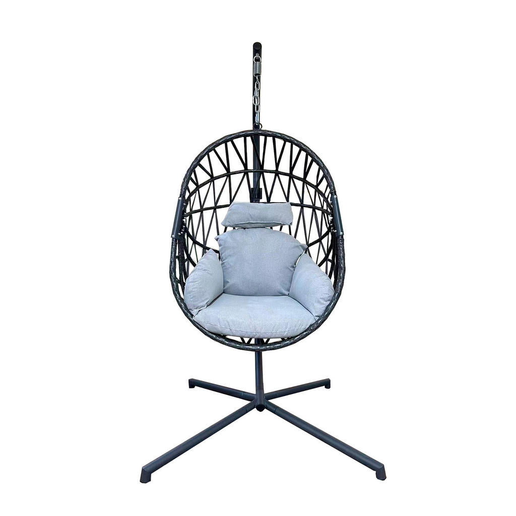 Mobili Rebecca Hängesessel, Grau, Metall, 1-Sitzer, Ova