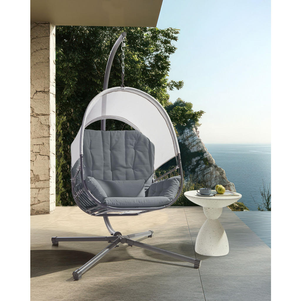 Beliani Hängesessel, Grau, Textil, 98x196x136 cm, Garte
