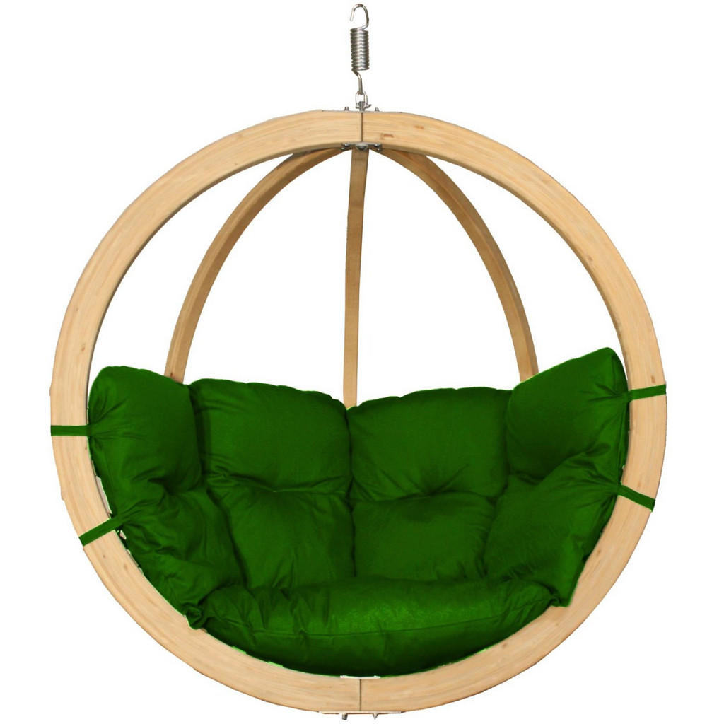 Konsimo® Hängesessel, Grün, Holz, Textil, Rund, 120x82x