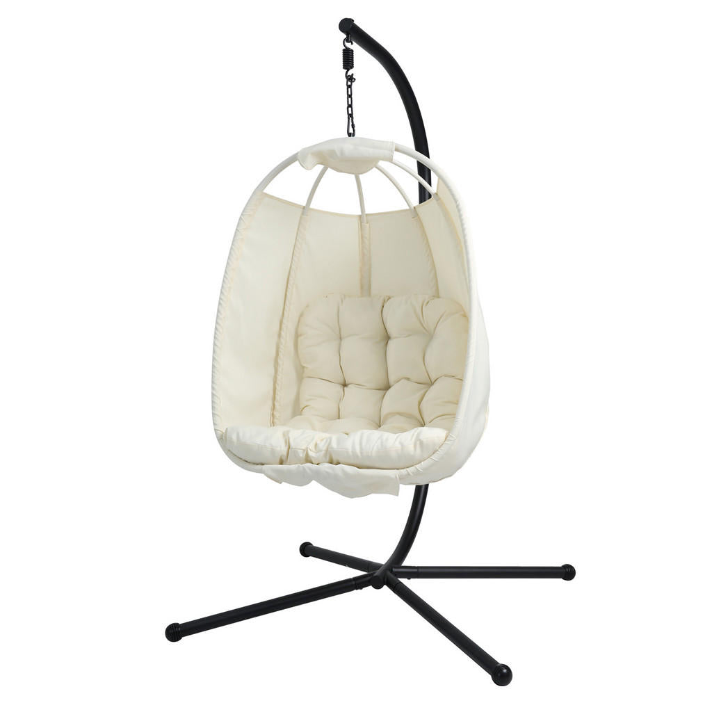 Svita Hängesessel, Beige, Metall, 1-Sitzer, 105x195x105
