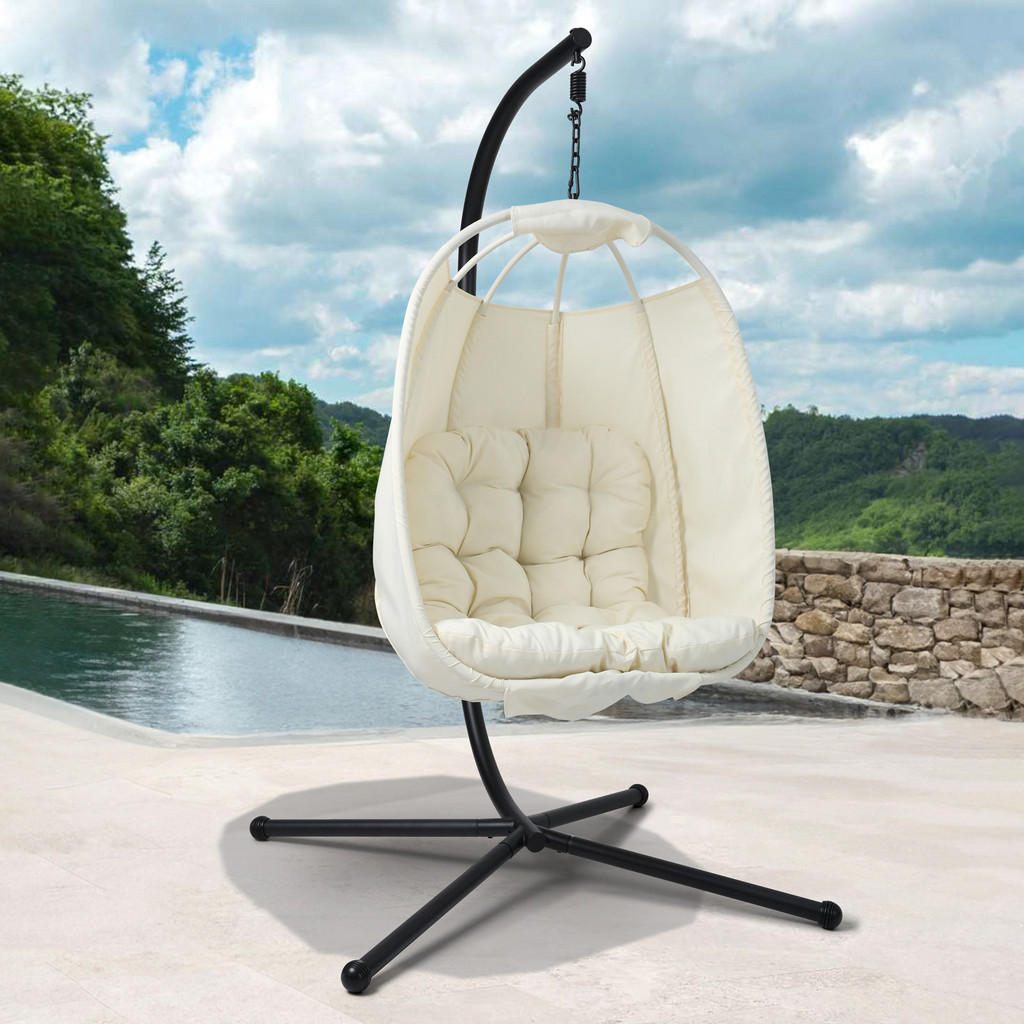 Svita Hängesessel, Beige, Metall, 1-Sitzer, 105x195x105