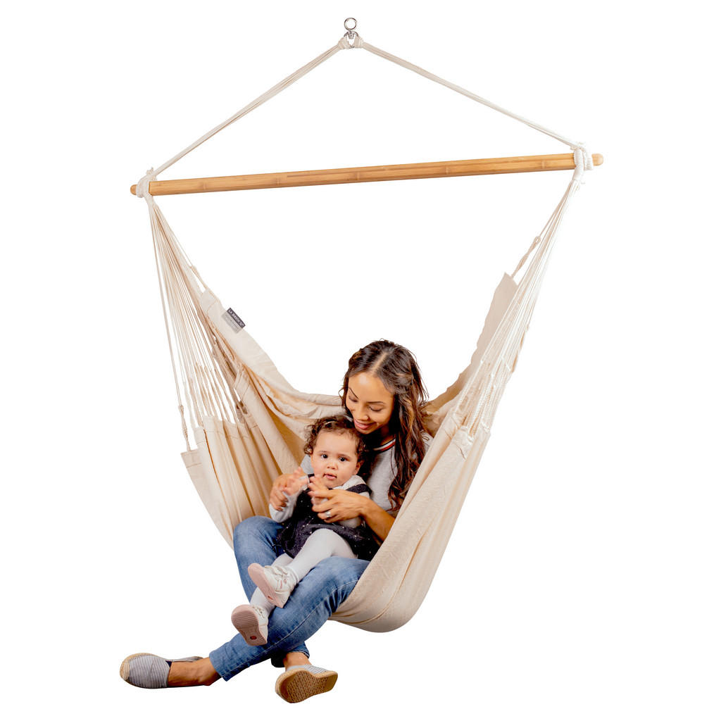 La Siesta Hängesessel Kingsize Cotton, Weiß, Holz, Text