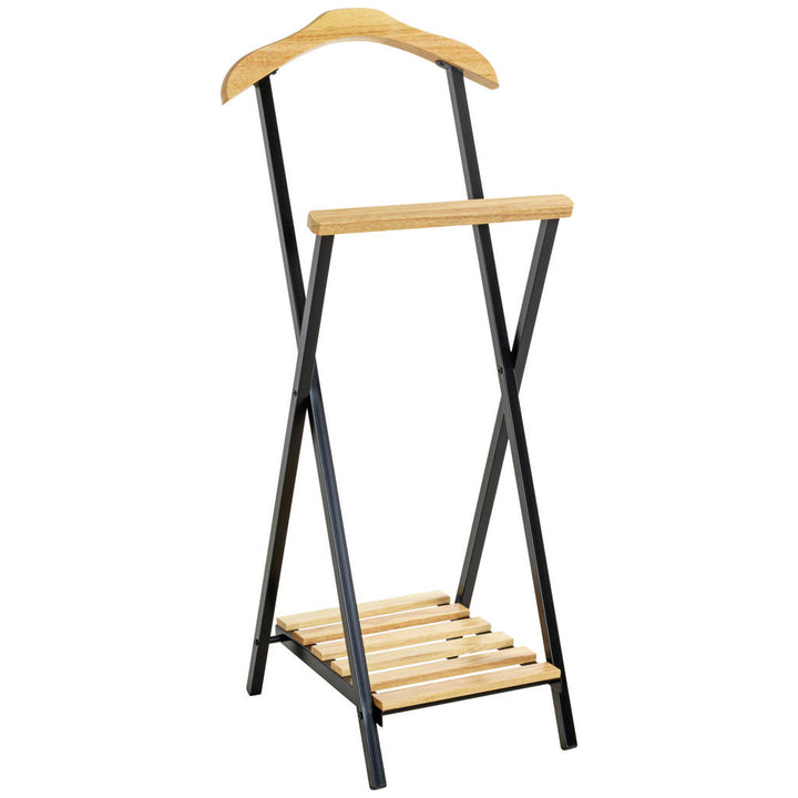 Herrendiener, Natur, Schwarz, Holz, Metall, massiv, 45x