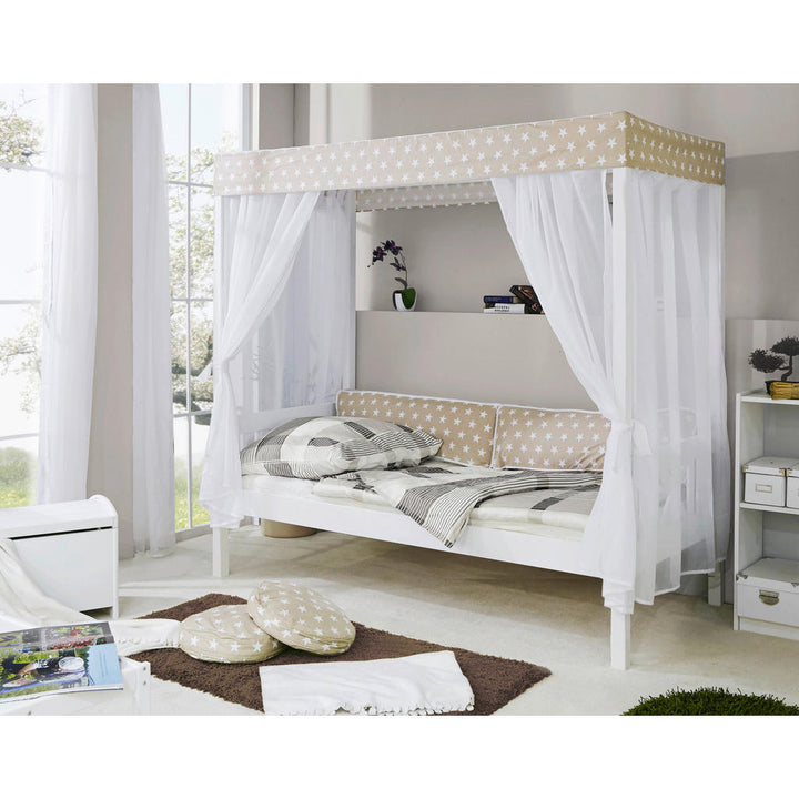 Mid.you Himmelbett Ticaa 926702 Lino, Weiß, Beige, Holz