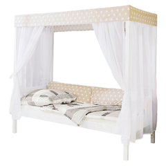Mid.you Himmelbett Ticaa 926702 Lino, Weiß, Beige, Holz