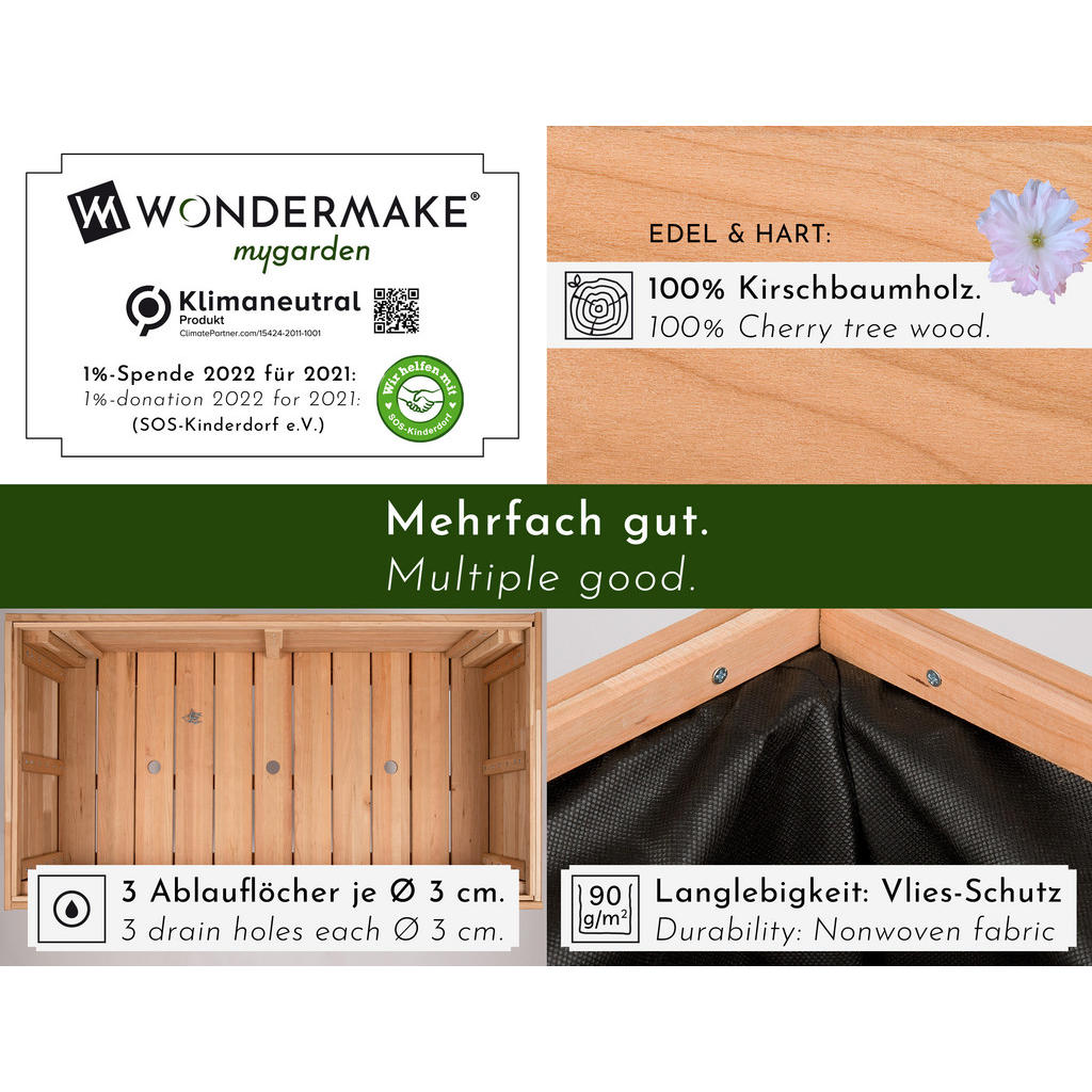 Wondermake Hochbeet, Braun, Holz, 100x80x55 cm, Gartenz