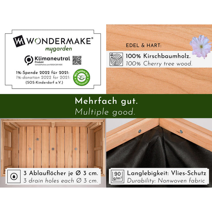 Wondermake Hochbeet, Braun, Holz, 100x80x55 cm, Gartenz